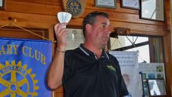 Mike Bruno, owner of Energy Wise Strategies, shows Rotarians an energy-saving LED bulb. Mike Bruno, owner of Energy Wise Strategies, shows Rotarians an energy-saving LED bulb.